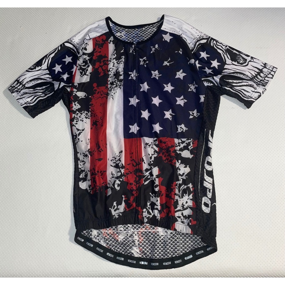 JPOJPO Skull American Flag‎ Cycling Jersey Mens Medium Patriotic 
Biker